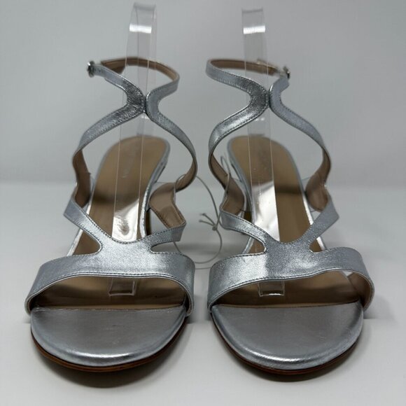 Stuart Weitzman Mariposa 80s Strappy Sandal Heels Women's 9B Silver Formal NWOB - Picture 4 of 16